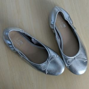 Silver Ballet Flats